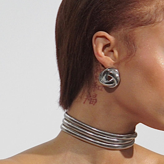 CHROME KNOT EARRINGS