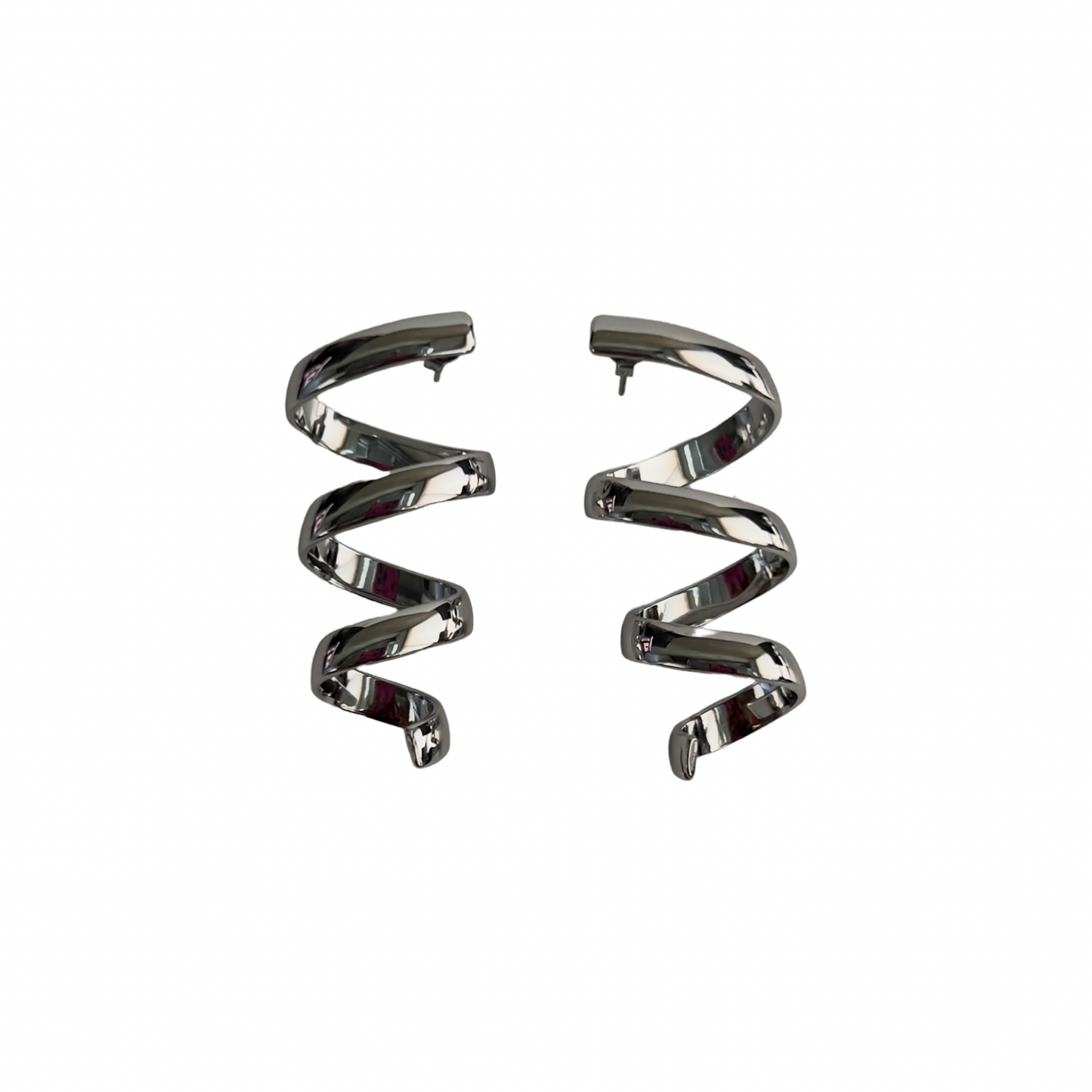 CHROME SPIRAL EARRINGS