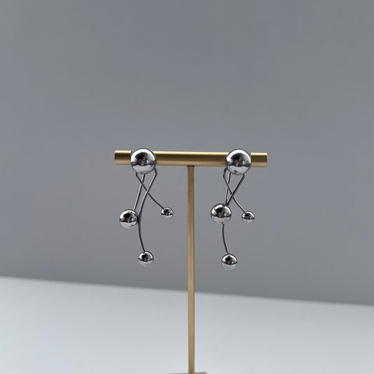 ABSTRACT BALL EARRINGS (CHROME)