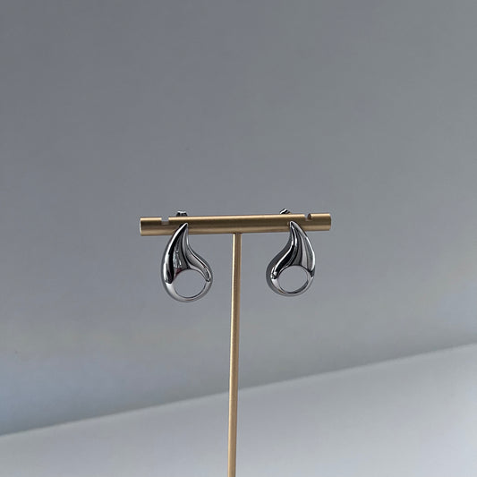 CHROME WATER DROP EARRINGS