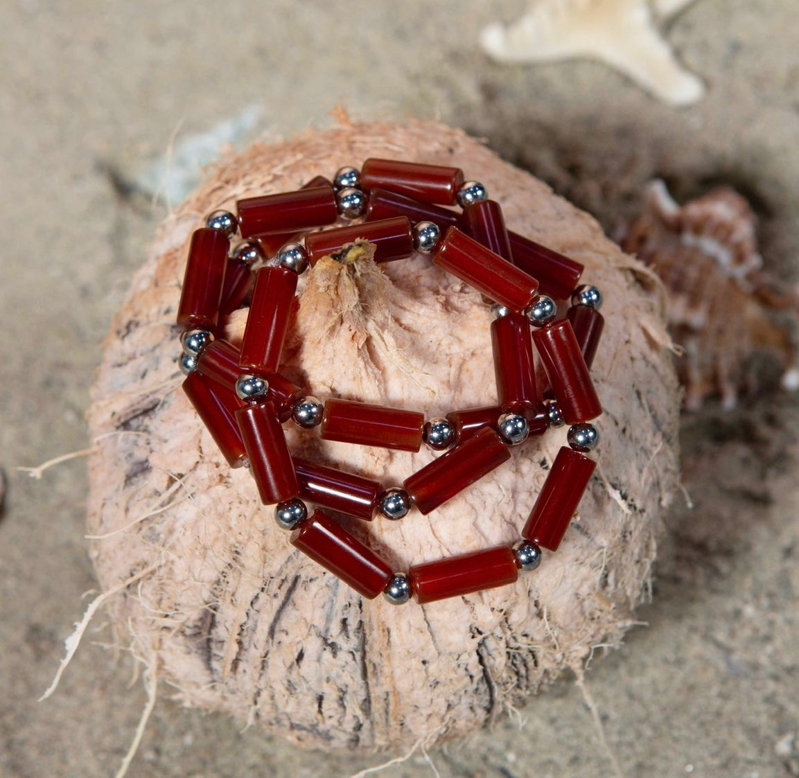 CHROME CARNELIAN BRACELET SET