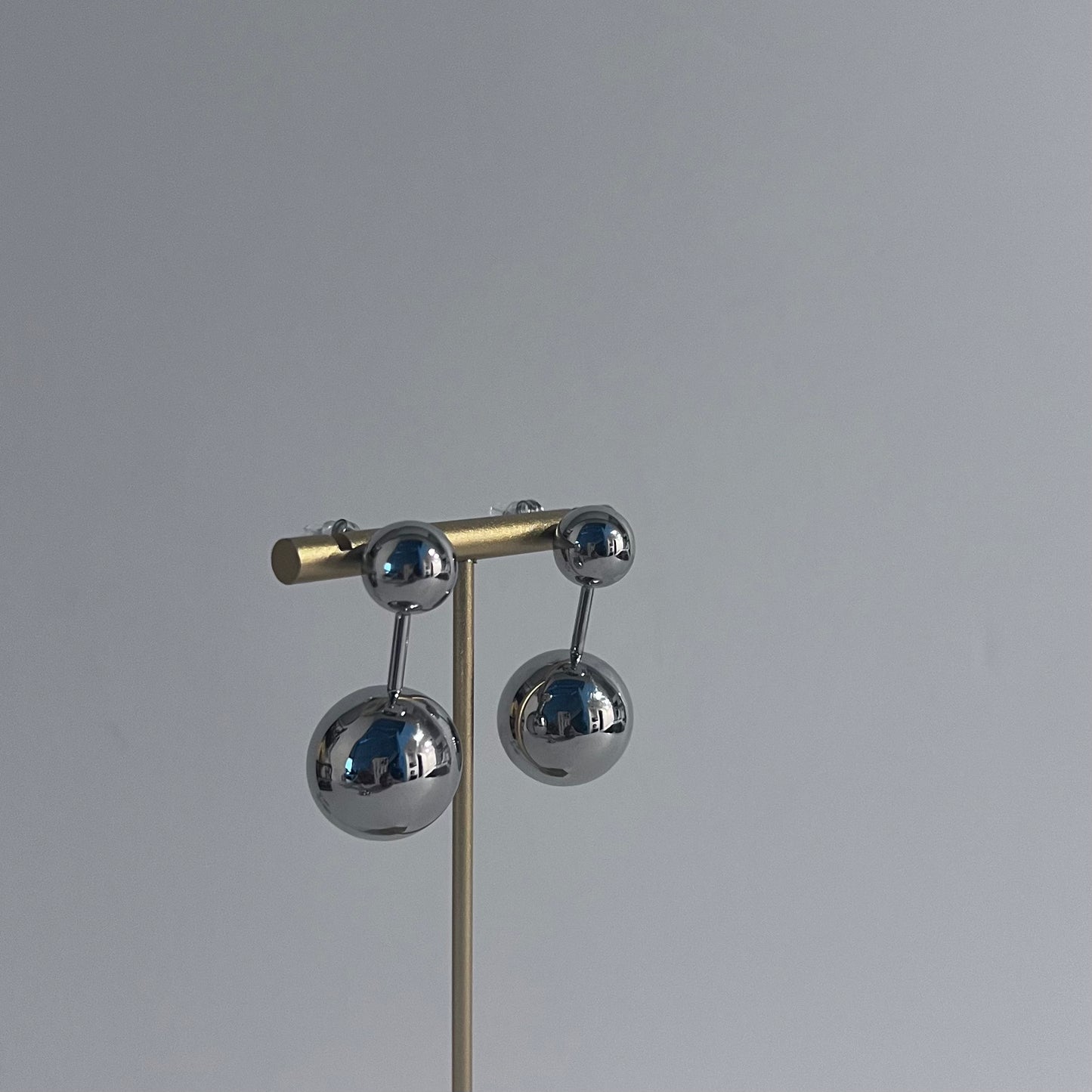 CHROME JUMBO BALL DROP EARRINGS