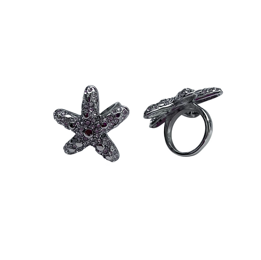 SILVER SEA STAR RING