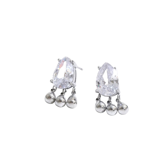 CRYSTAL FLEUR STUDS (CHROME)