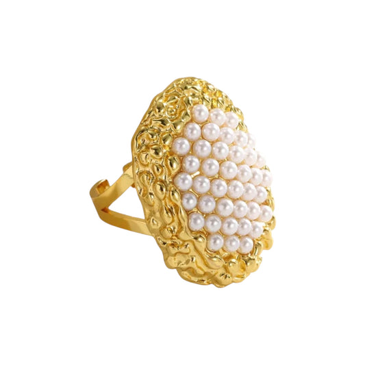 THE GOLD CLUSTER PEARL RING
