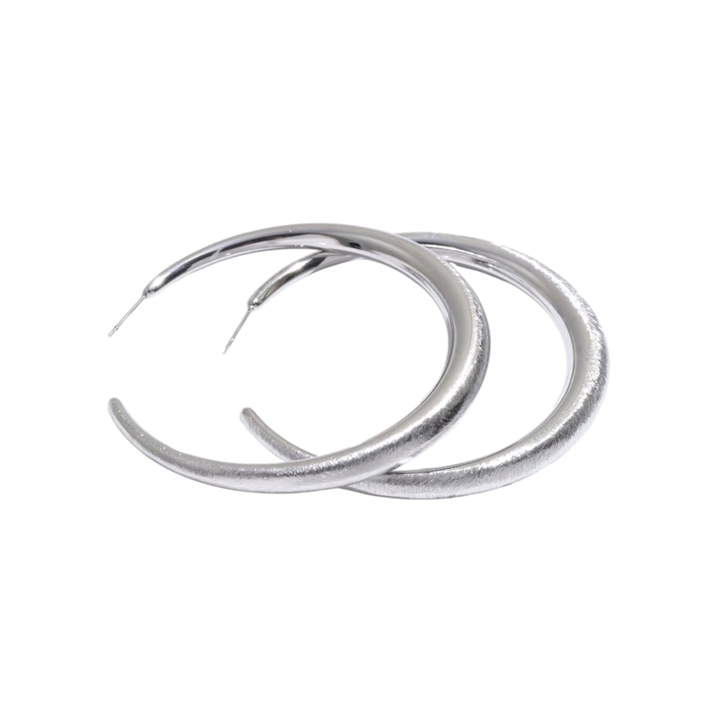 SILVER BRUSHED HOOPS