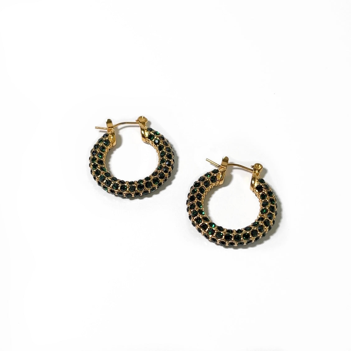 MINI EMERALD HOOPS