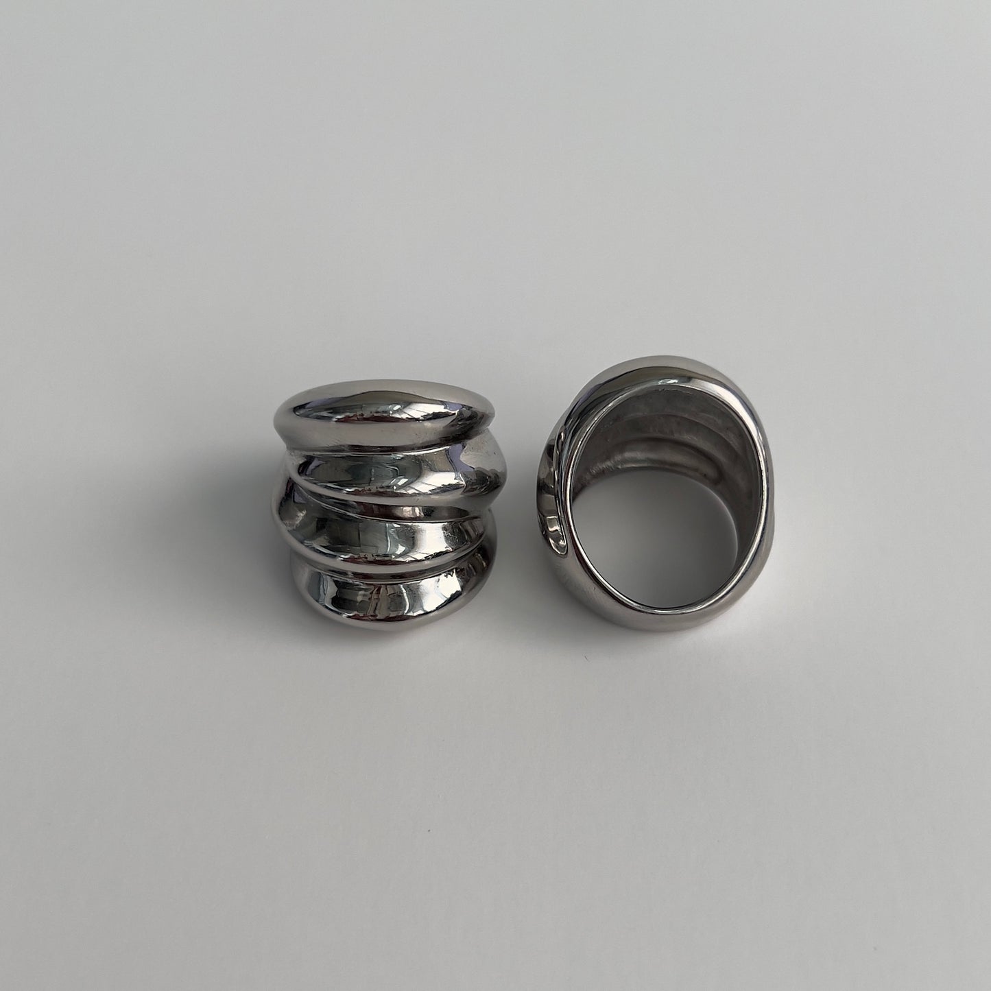 CHROME CHUNKY SWIRL RING