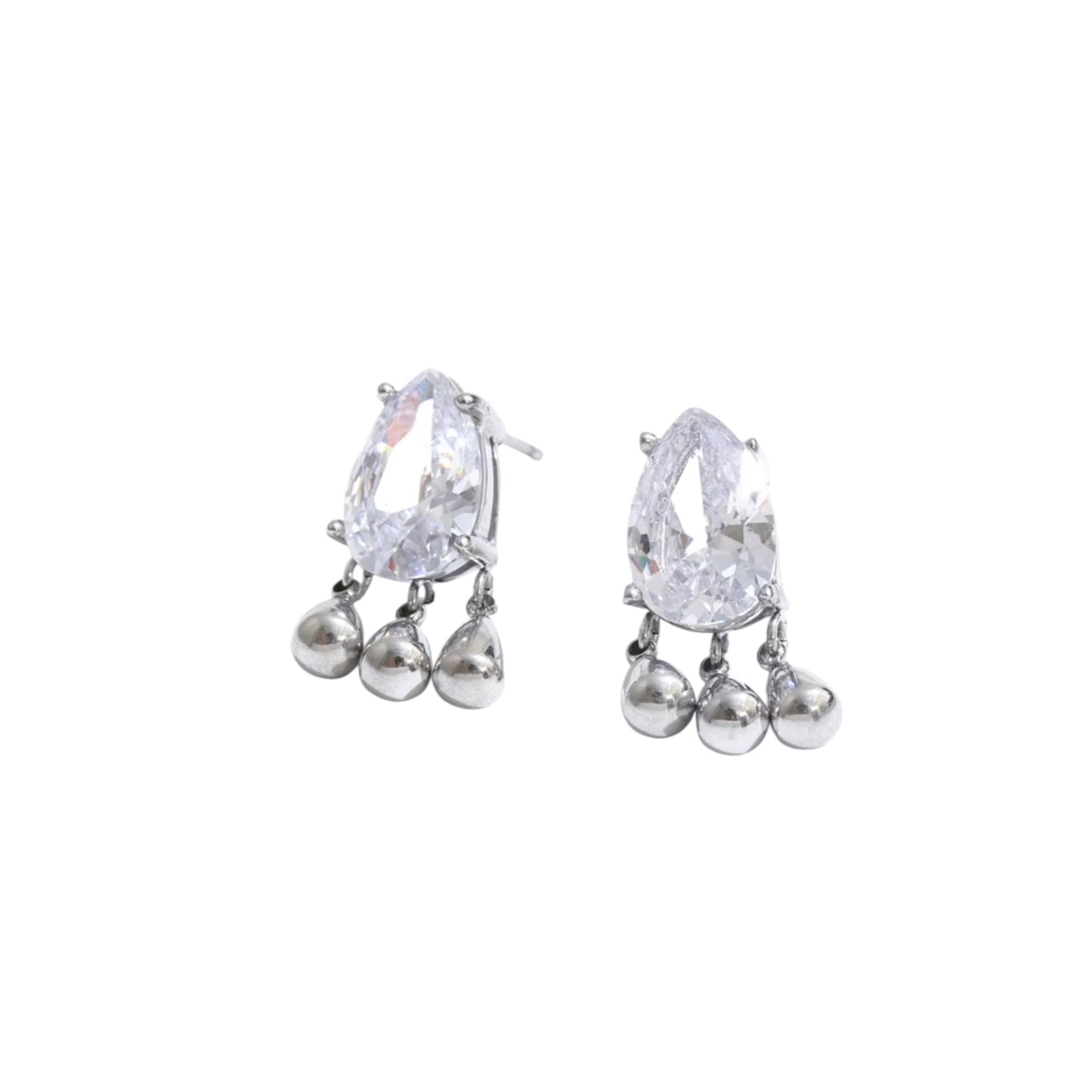 CRYSTAL FLEUR STUDS (CHROME)