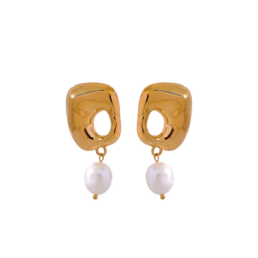 GOLD PEARL DROP EARRINGS